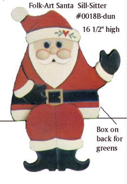 Santa folk art Sill sitter Mr. #0018B-Dun