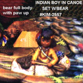 indian boy-in-boat, bear, rock